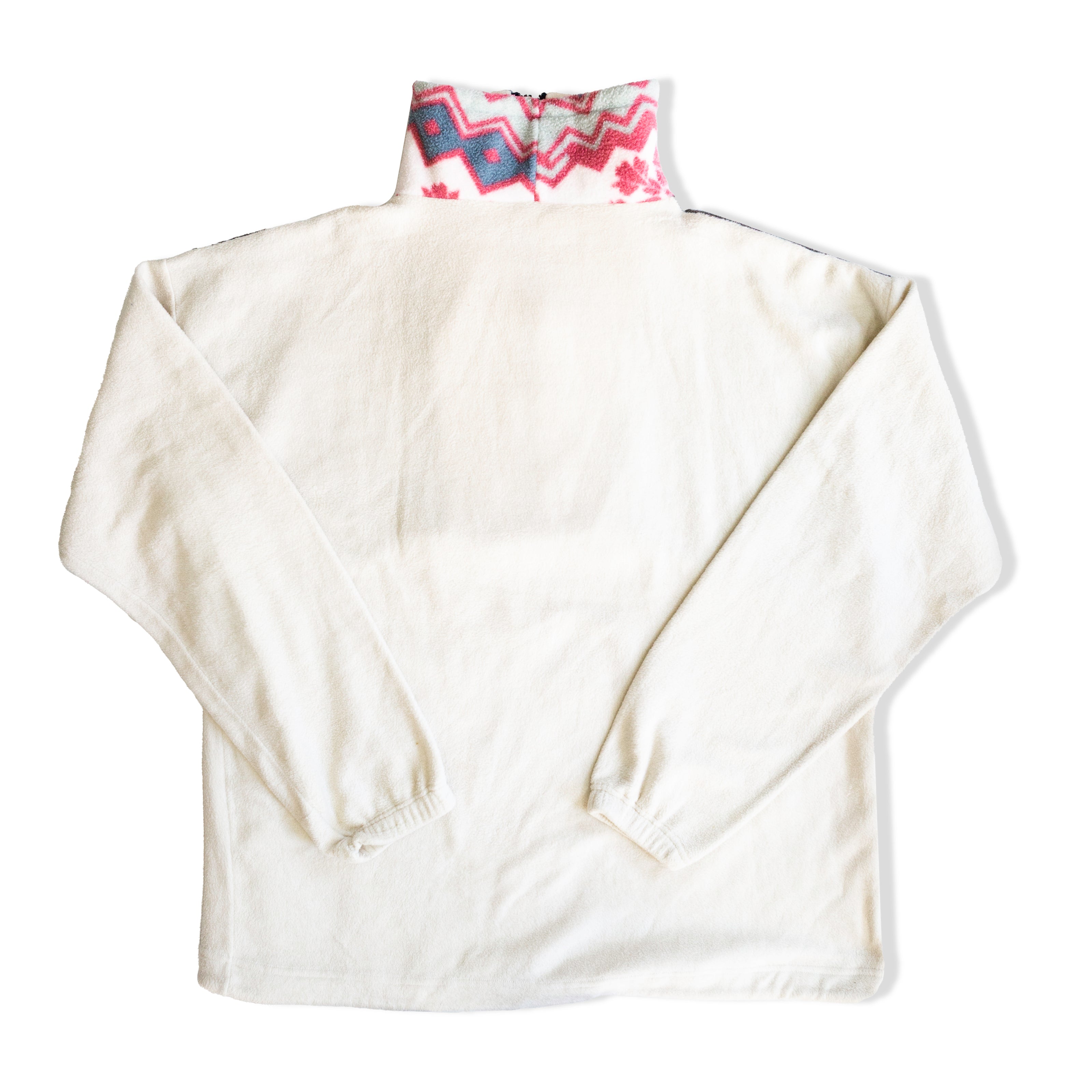 Vintage 90s Fleece Pullover – Nordic Snowflake Pattern Half-Zip (XL)