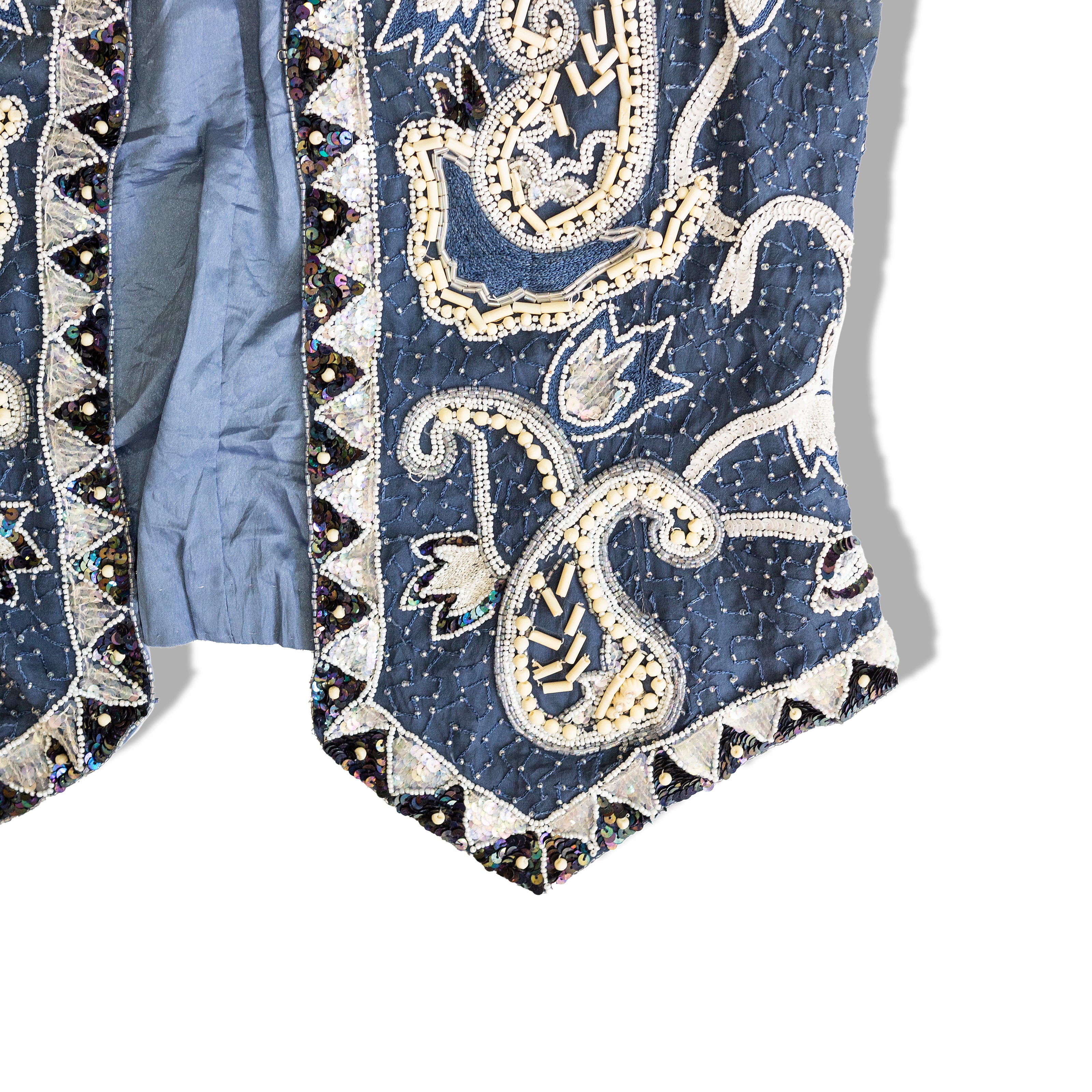 Vintage 100% silk vest with beading and sequin detailing
