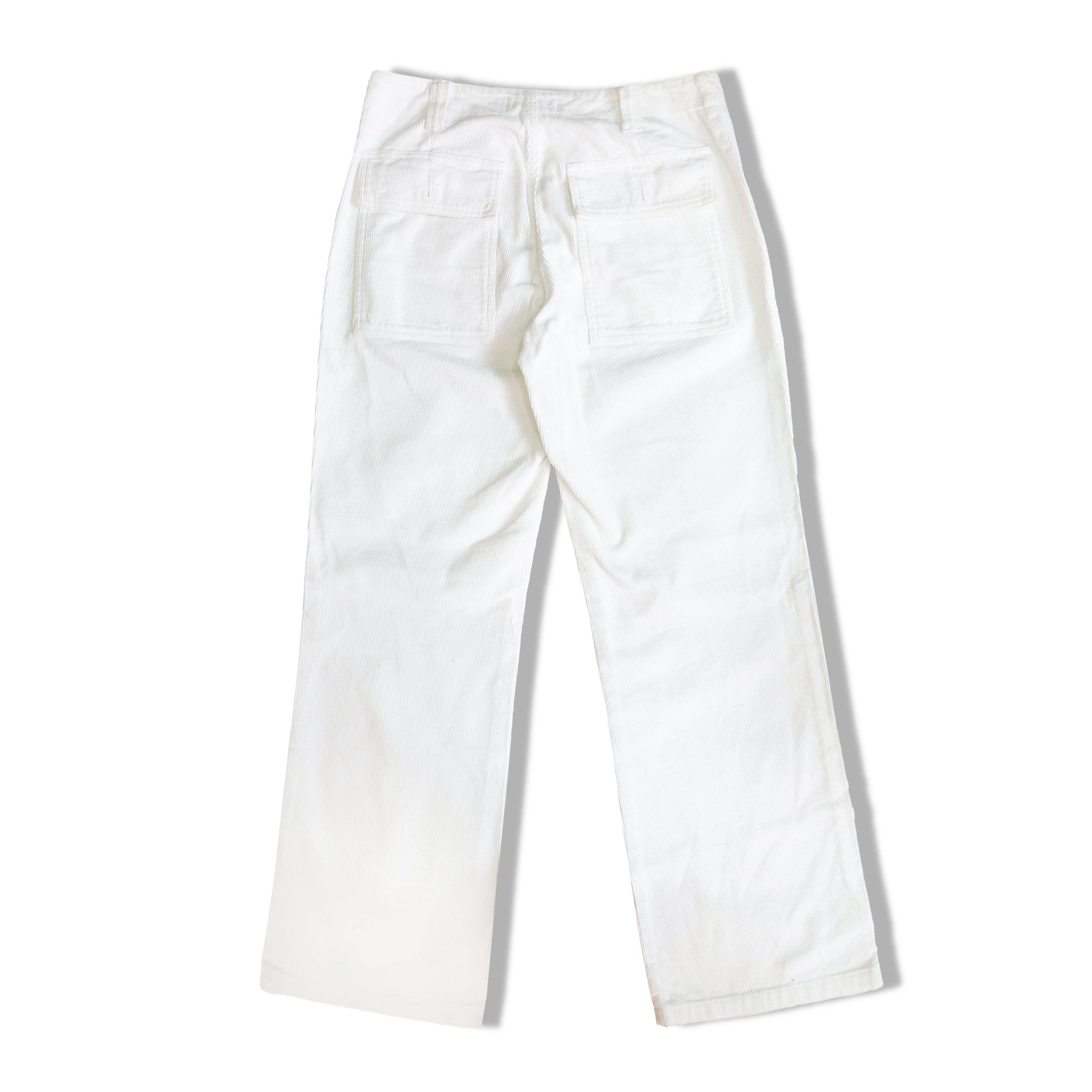 UNITED COLORS OF BENETTON LOW WAISTED WHITE CORDUROY PANTS