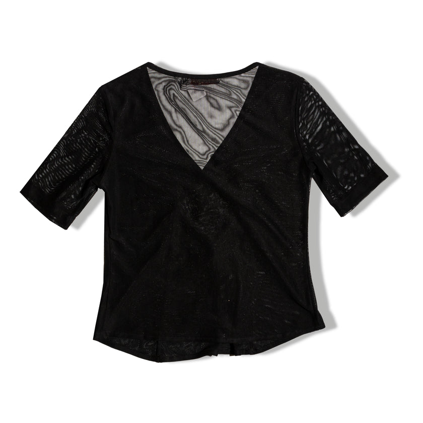 Vintage black mesh top with emboidered beads