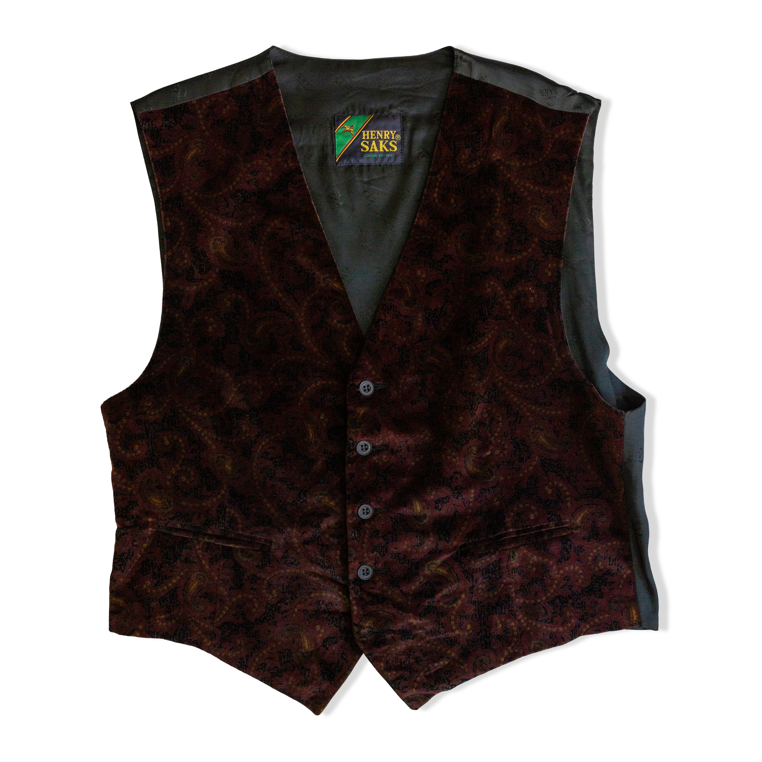Vintage Henry Saks Men’s velvet patterned vest (L)