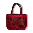 Deadstock red velvet handbag with embroidered details