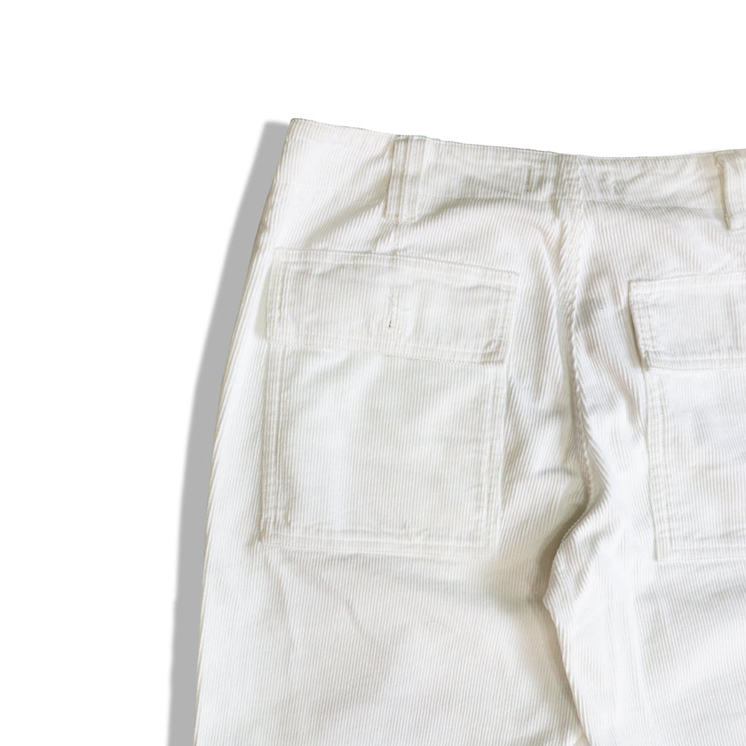 UNITED COLORS OF BENETTON LOW WAISTED WHITE CORDUROY PANTS
