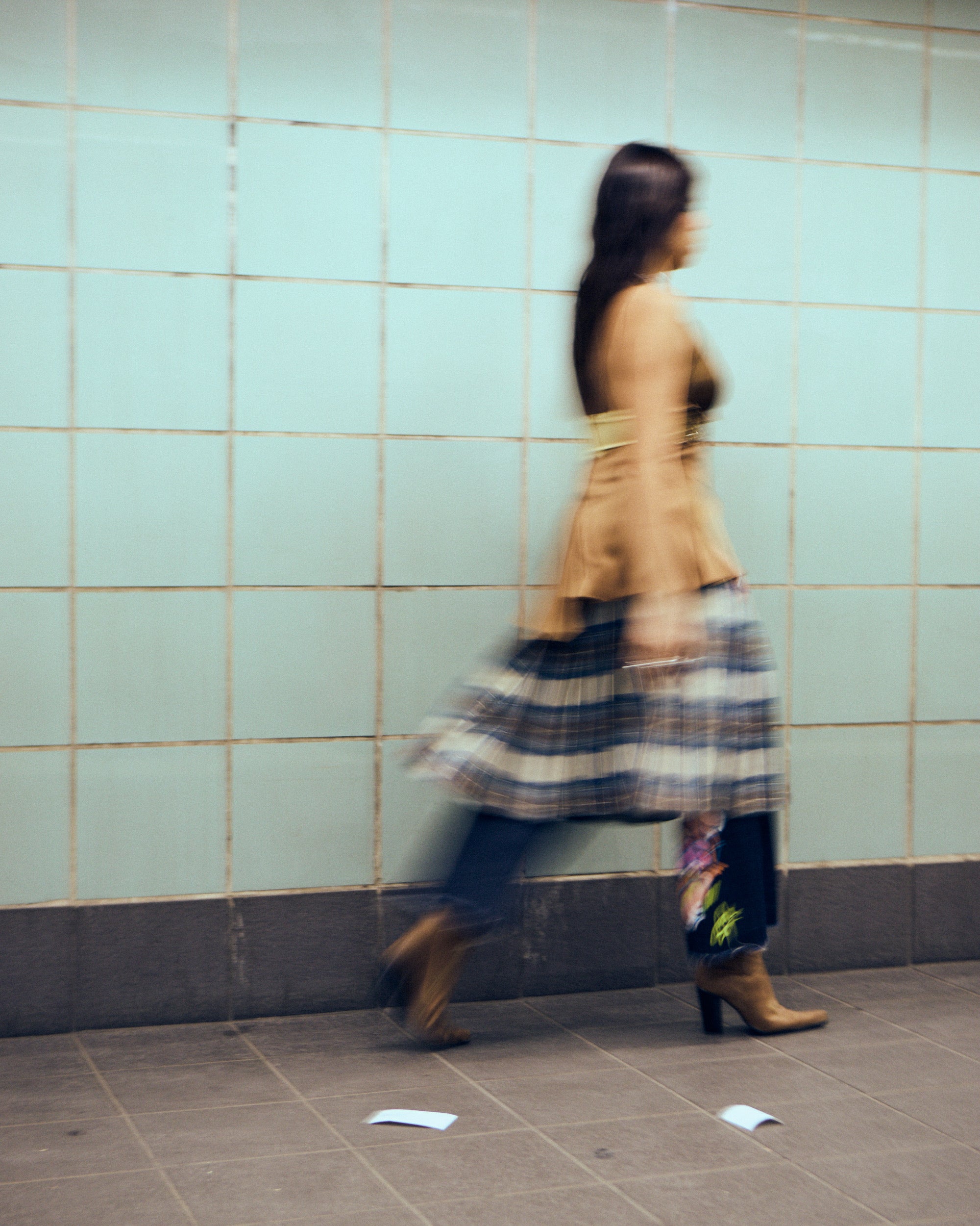 Vintage plaid pleated skirt