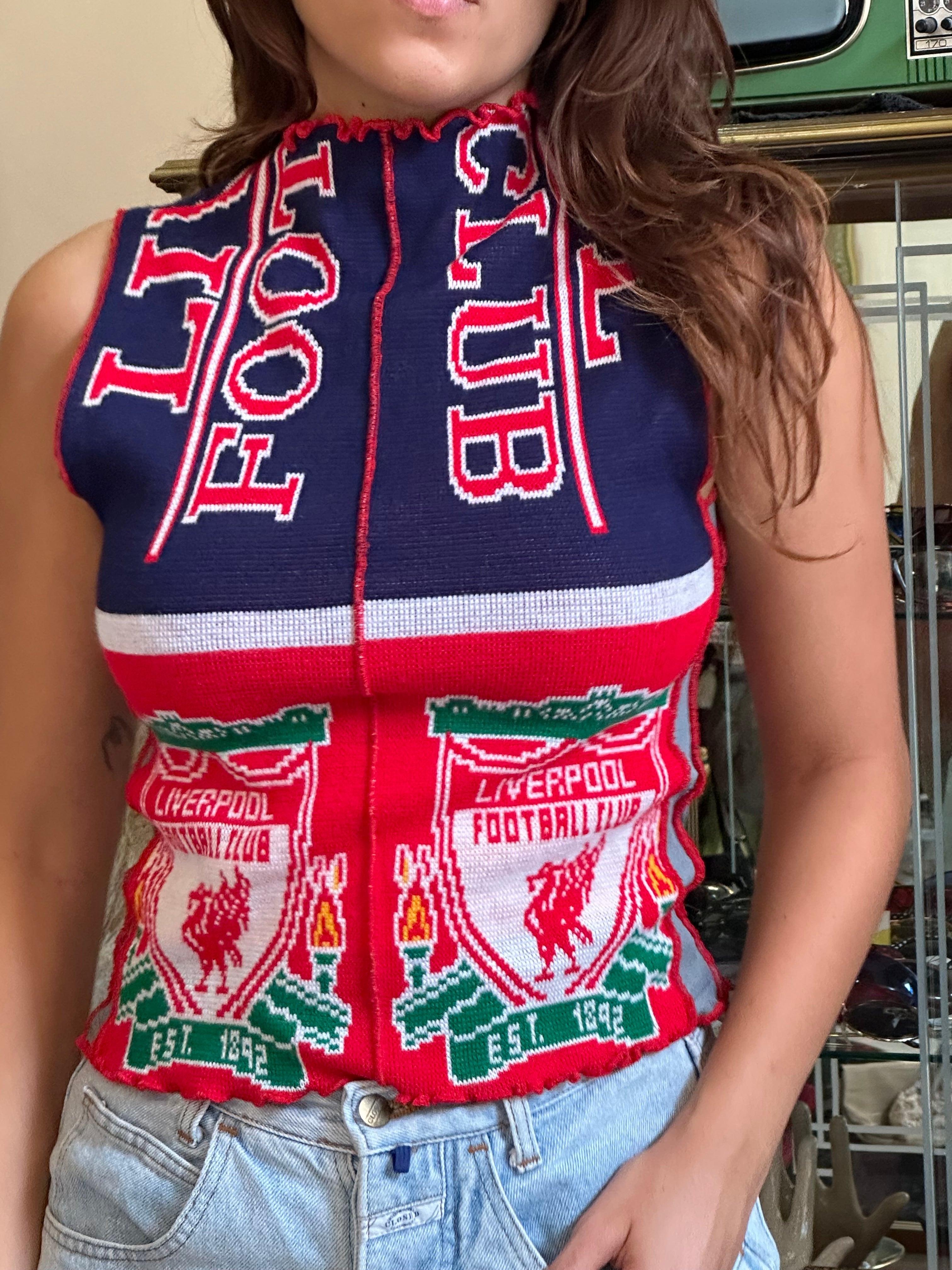 Super hot up-cycled top from football scarf