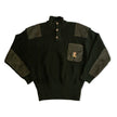 Vintage Dark Green Wool Hunting Sweater with Corduroy Patches