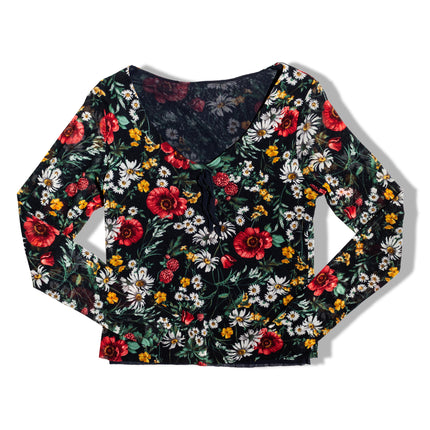 Super cute floral mesh top