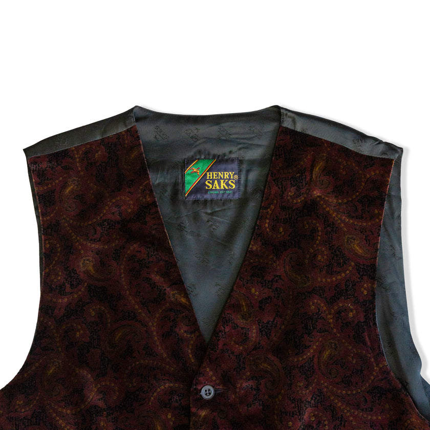 Vintage Henry Saks Men’s velvet patterned vest (L)