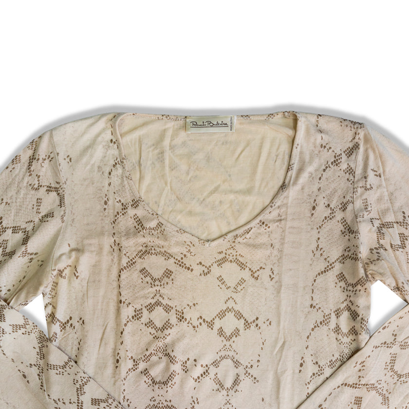 Beige top with delicate leopard accents