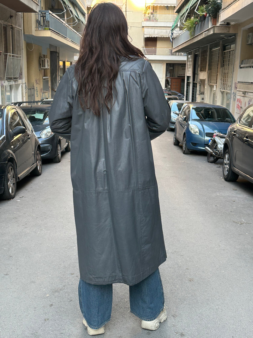 Vintage genuine leather grey jacket