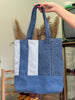 Stunning up-cycled denim patchwork tote bag