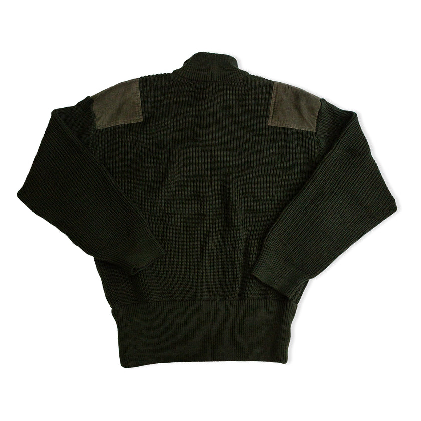 Vintage Dark Green Wool Hunting Sweater with Corduroy Patches