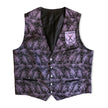 Purple Floral Jacquard Button-Front Waistcoat Vest (L)