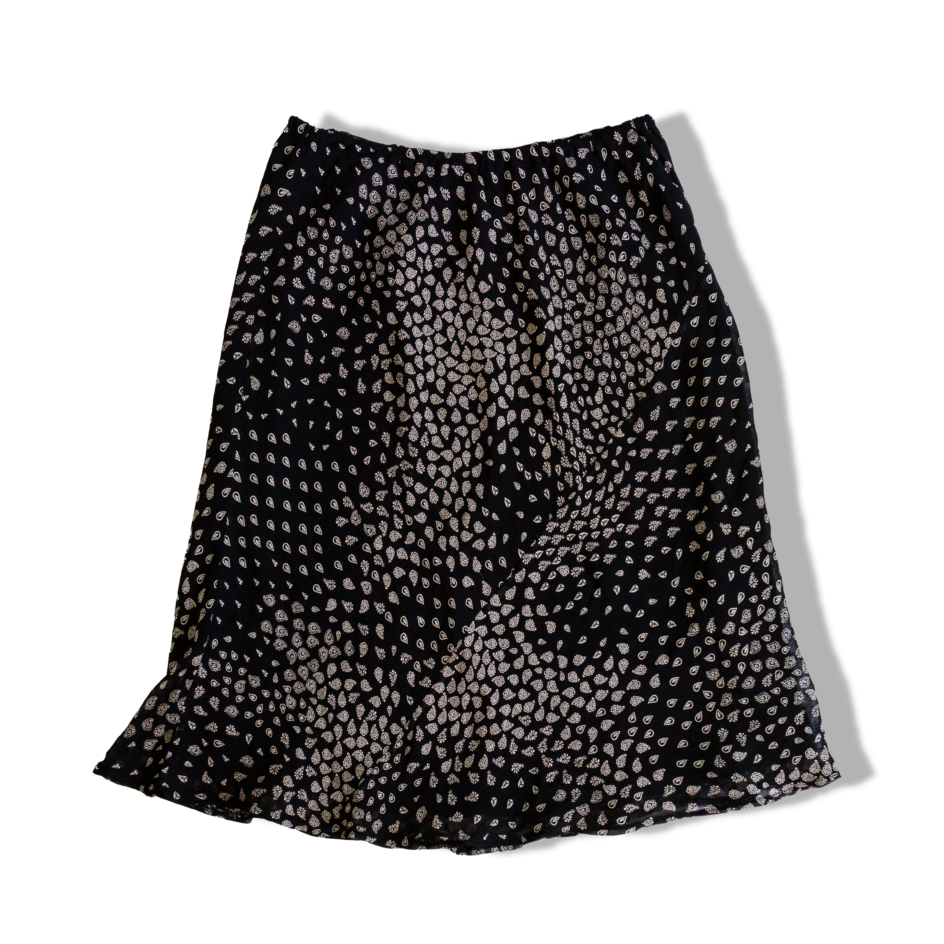 Vintage 100% viscose midi skirt with elastic waist (M)