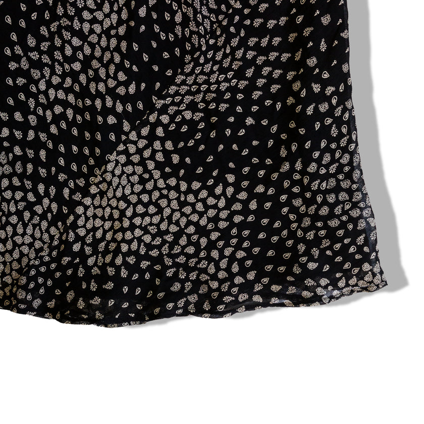 Vintage 100% viscose midi skirt with elastic waist (M)