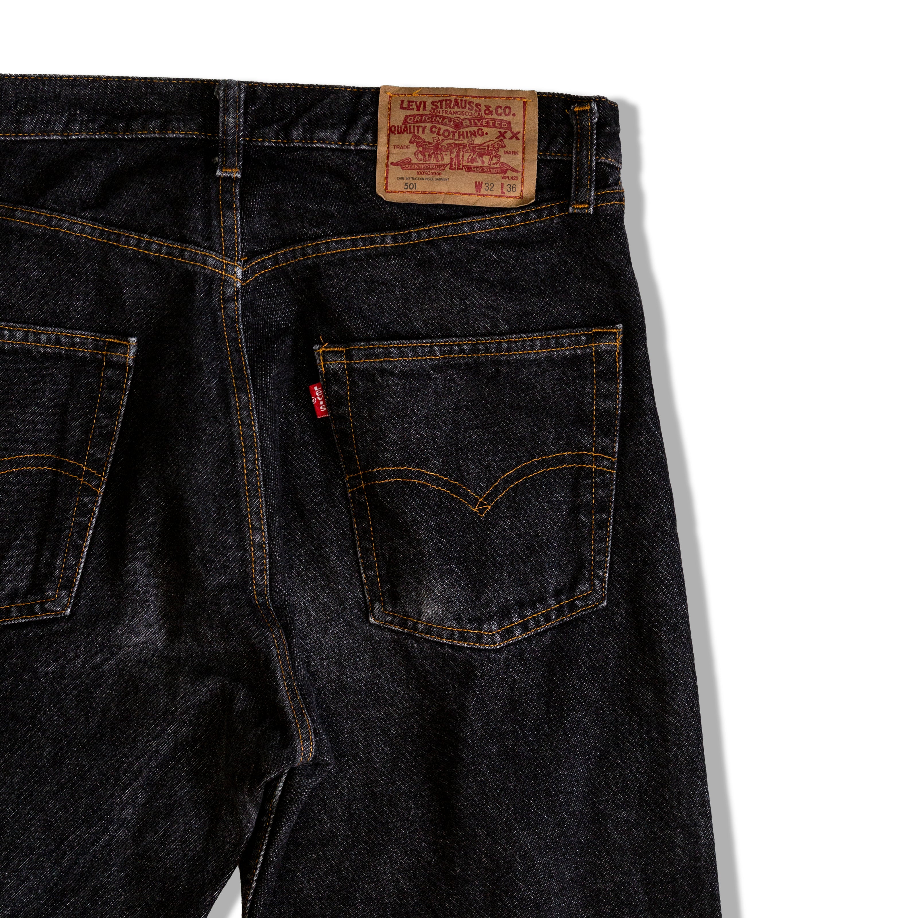 LEVIS 501 HIGH WAISTED DARK GREY JEANS (L)