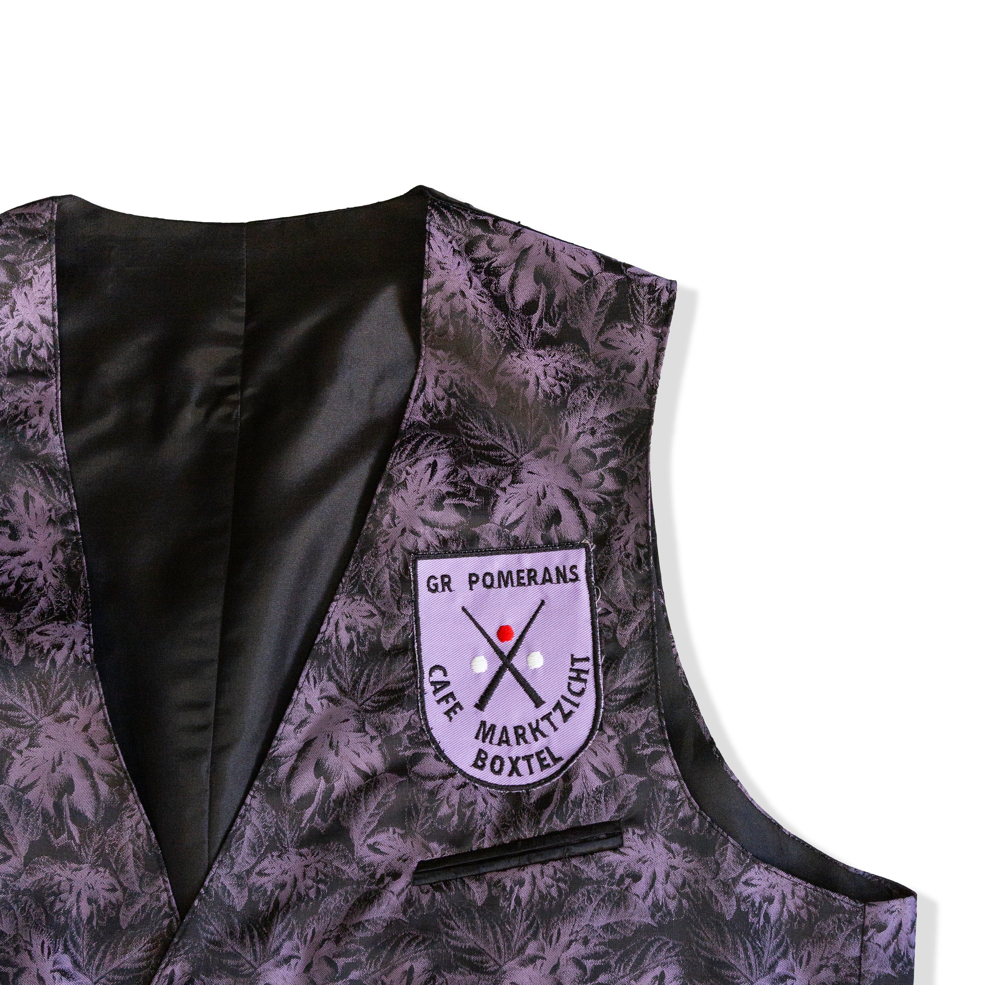 Purple Floral Jacquard Button-Front Waistcoat Vest (L)