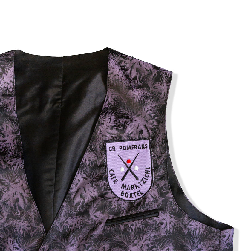 Purple Floral Jacquard Button-Front Waistcoat Vest (L)