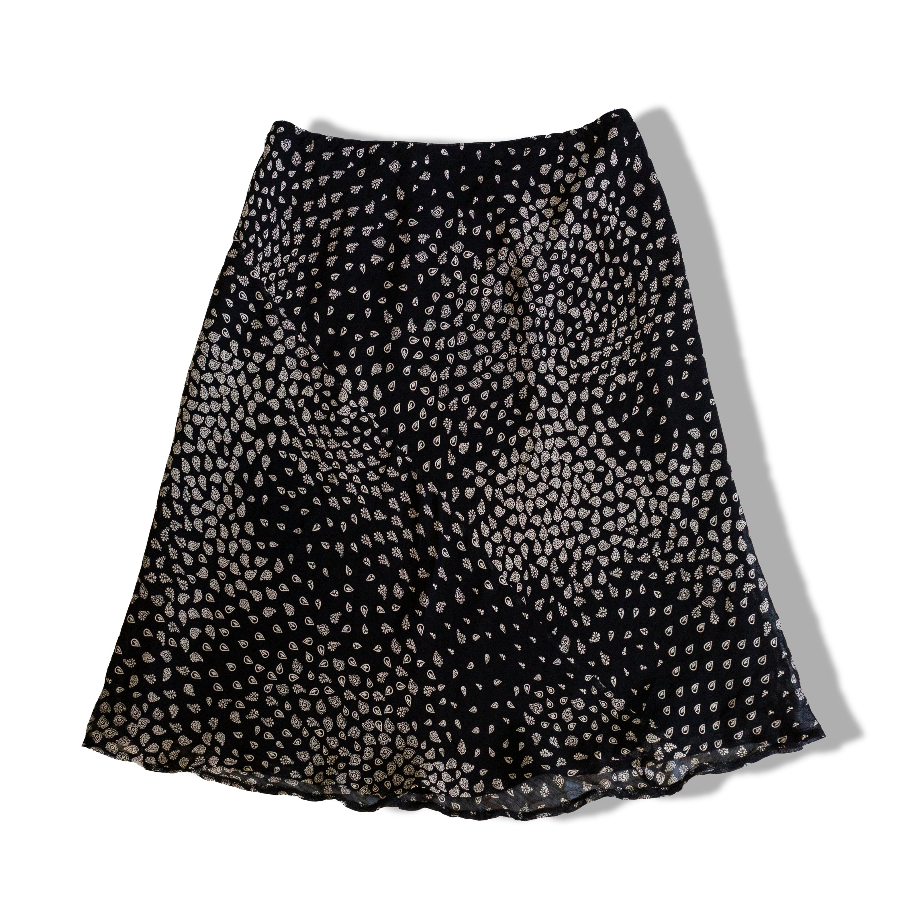 Vintage 100% viscose midi skirt with elastic waist (M)