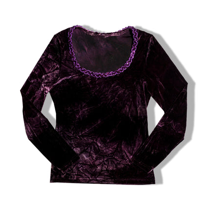 Super cute purple velvet top with beaded details