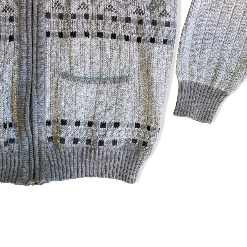 Vintage men’s funky zip up knit crewneck sweater (L)