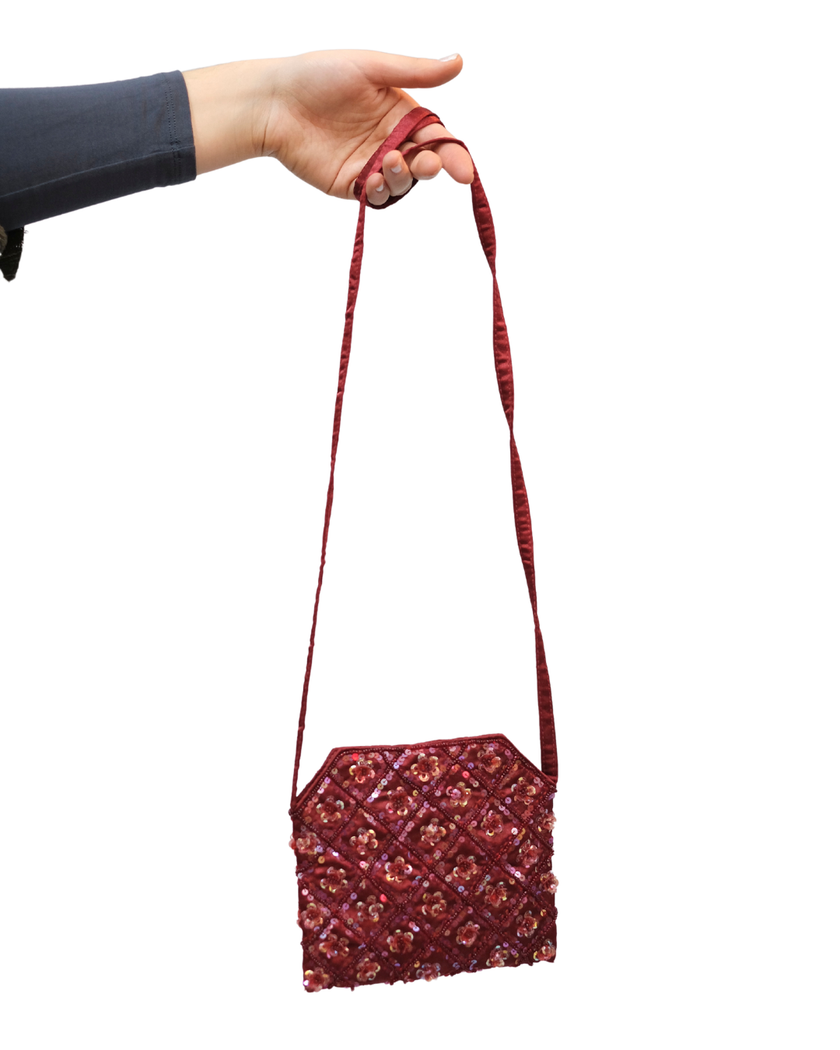 Stunning mini satin beaded cross body bag