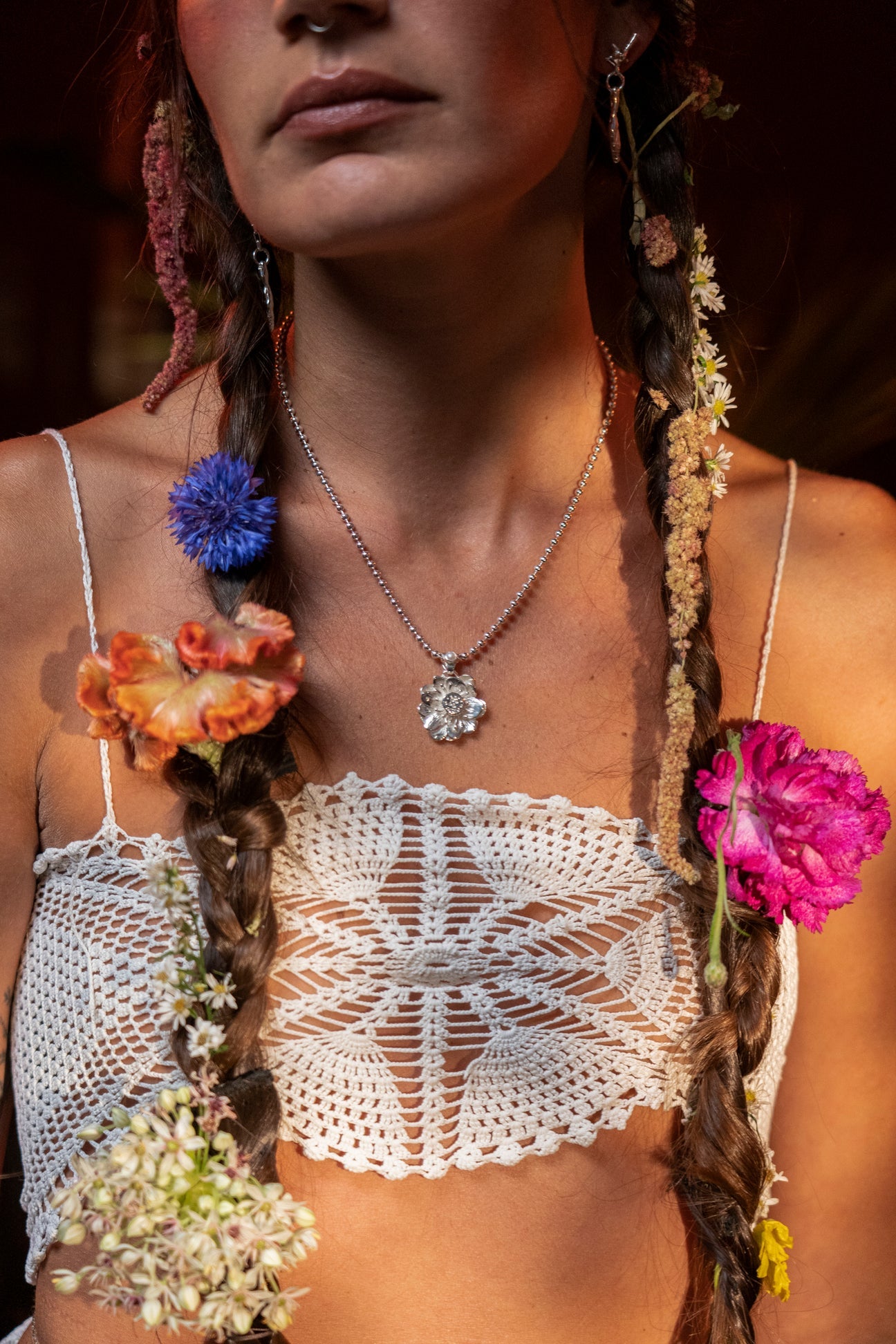 Noxpiria Bua Luang silver 925 lotus pendant