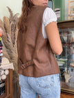 Vintage faux leather brown vest