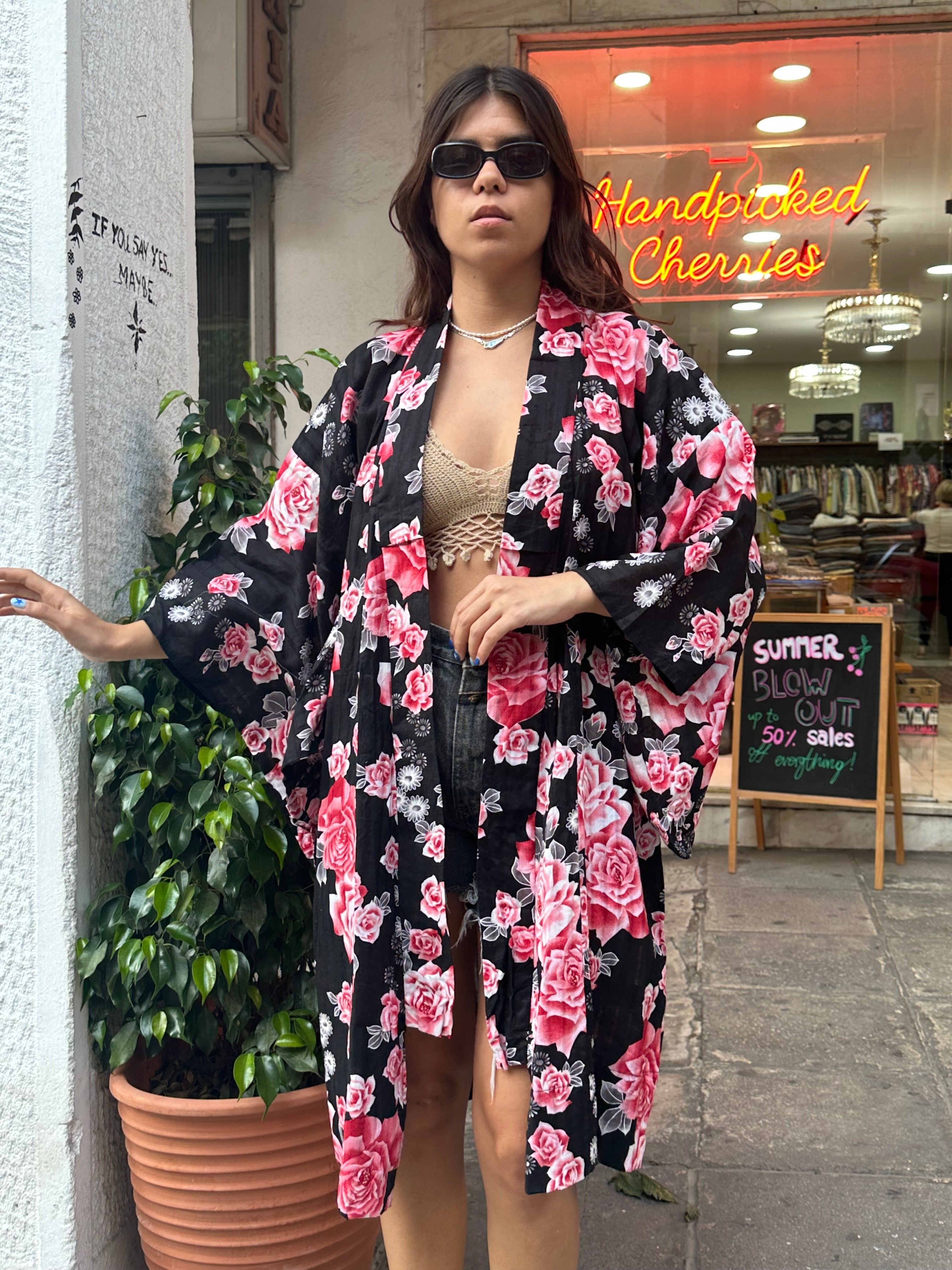 Vintage floral yukata robe