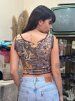 Stunning cosette up-cycled top with beading details