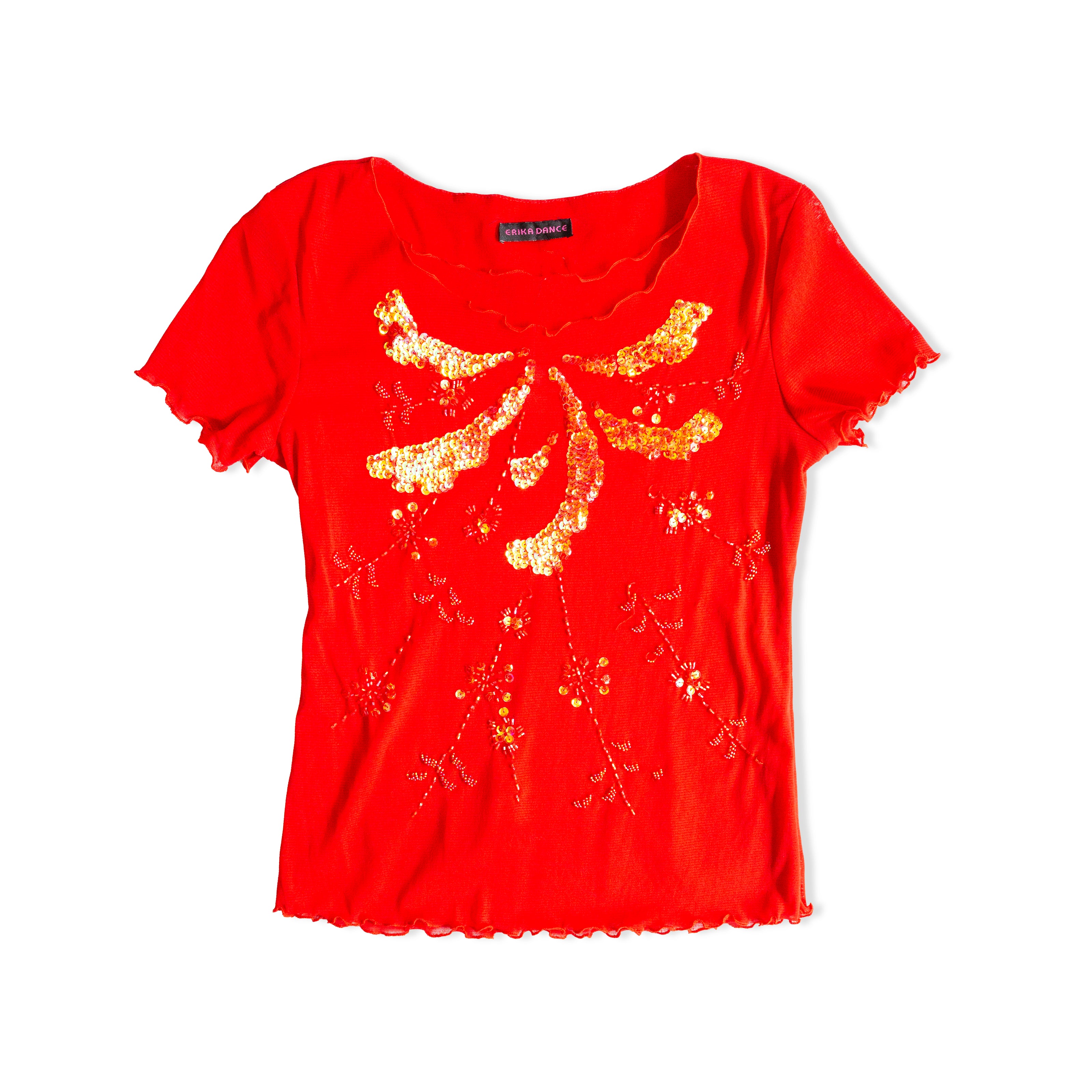Super cute mesh top with sequins (M)