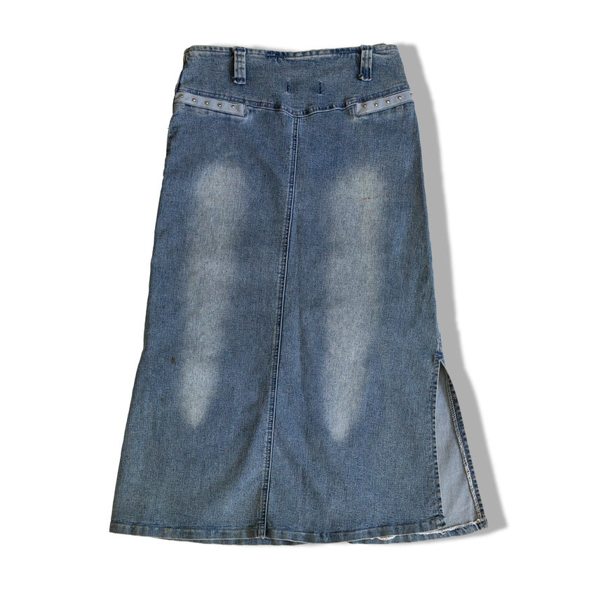Denim low waisted skirt with slits on the sides (S/M - elastic material)