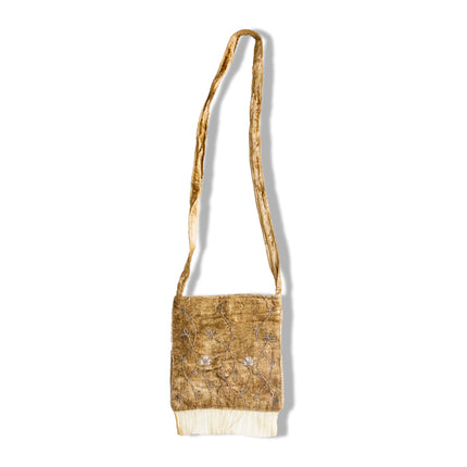 Deadstock velvet cross body bag with beaded deatailing