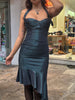 Stunning metallic blue dead stock Cinema dress