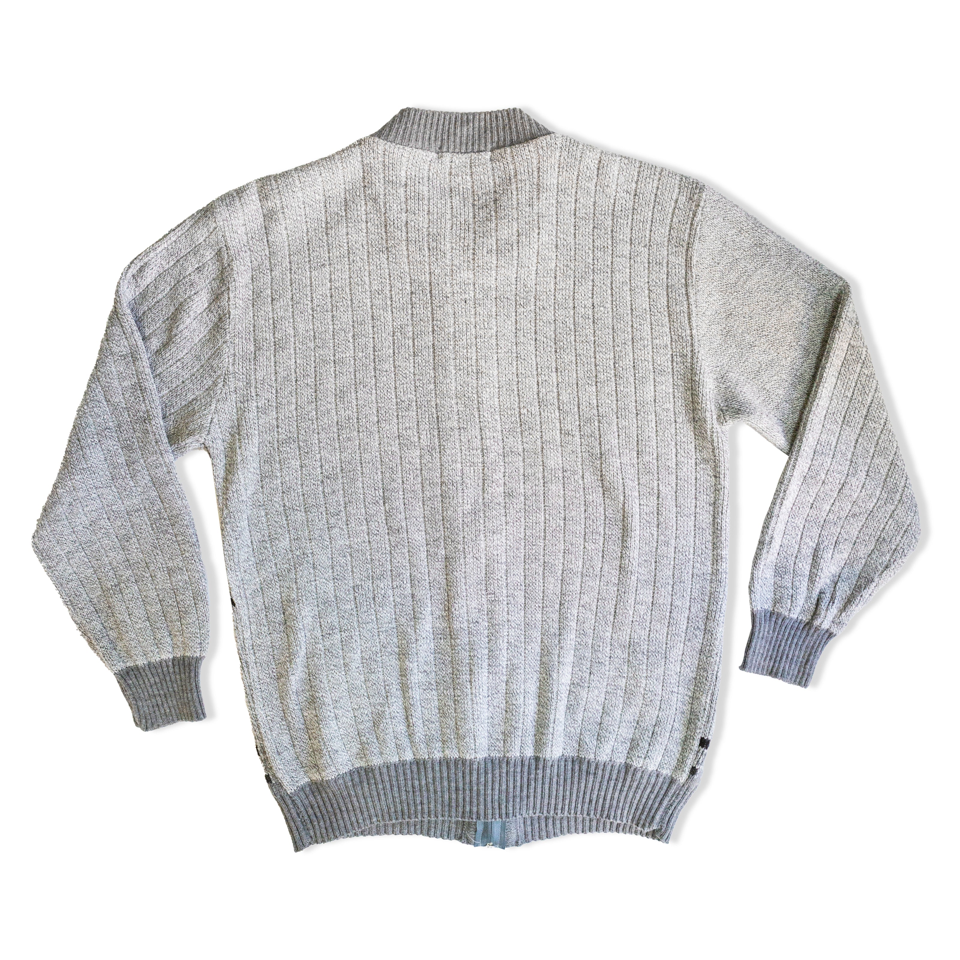 Vintage men’s funky zip up knit crewneck sweater (L)
