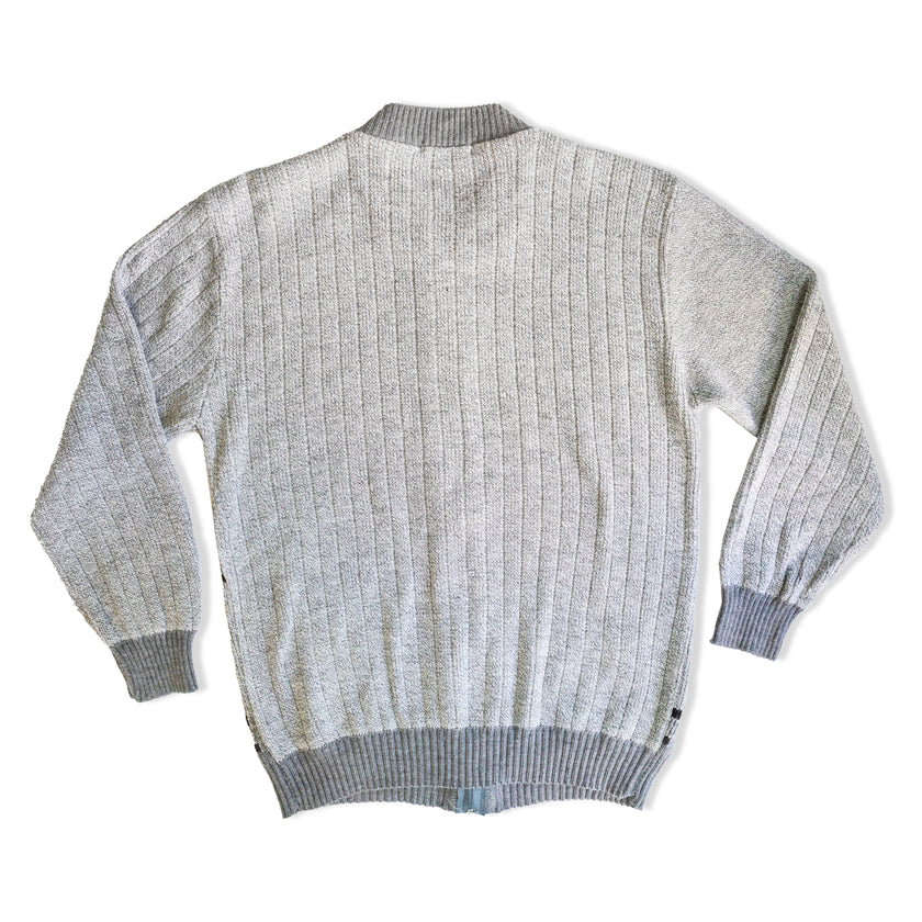 Vintage men’s funky zip up knit crewneck sweater (L)