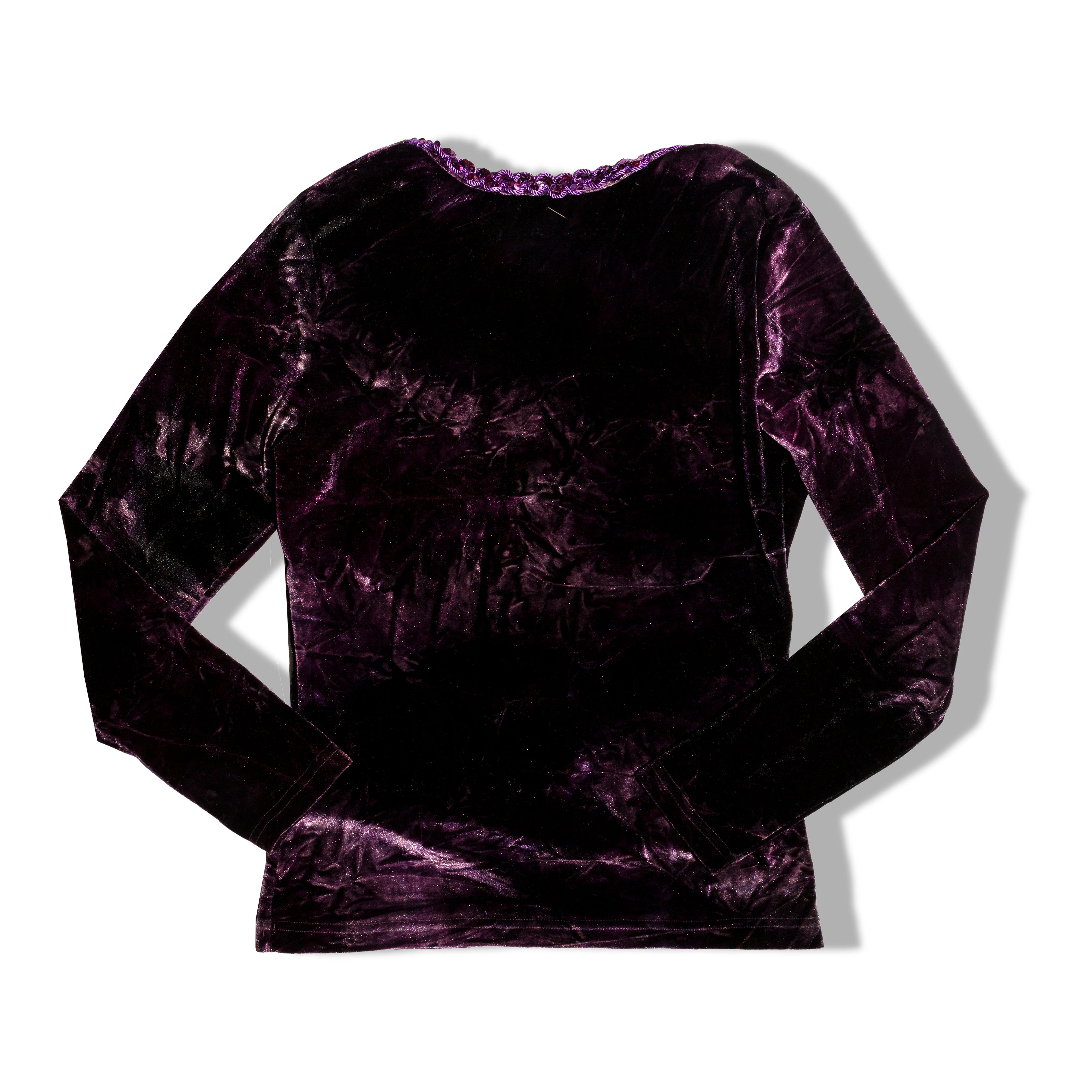 Super cute purple velvet top with beaded details