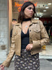 Vintage cropped genuine leather jacket