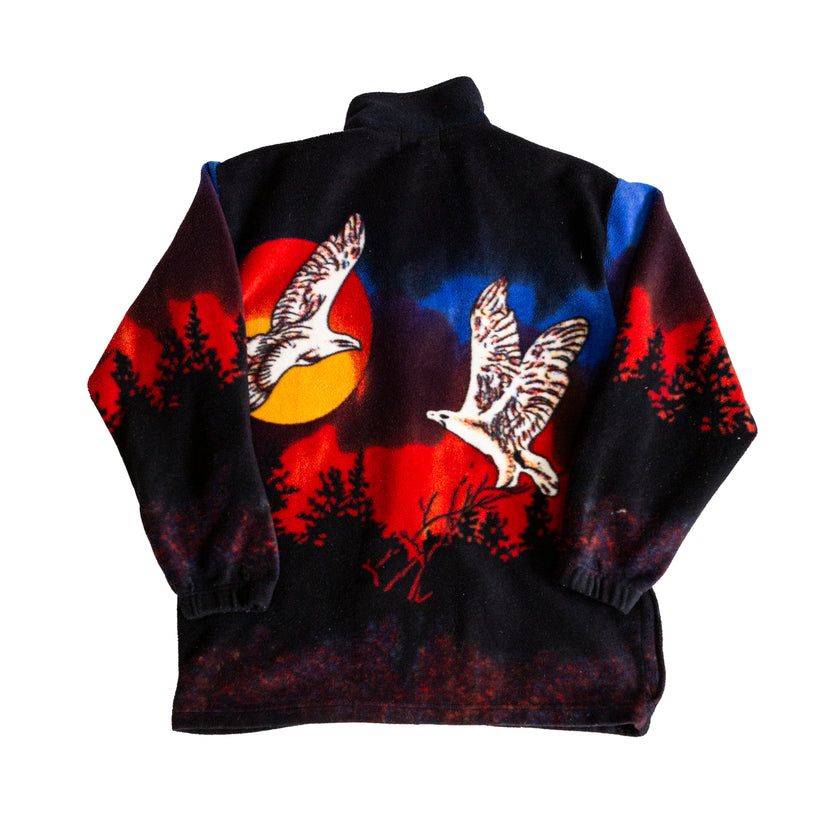 Vintage funky patterned fleece zip up