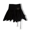 Super hot black asymmetrical elasticskirt with silver belt (M/L)