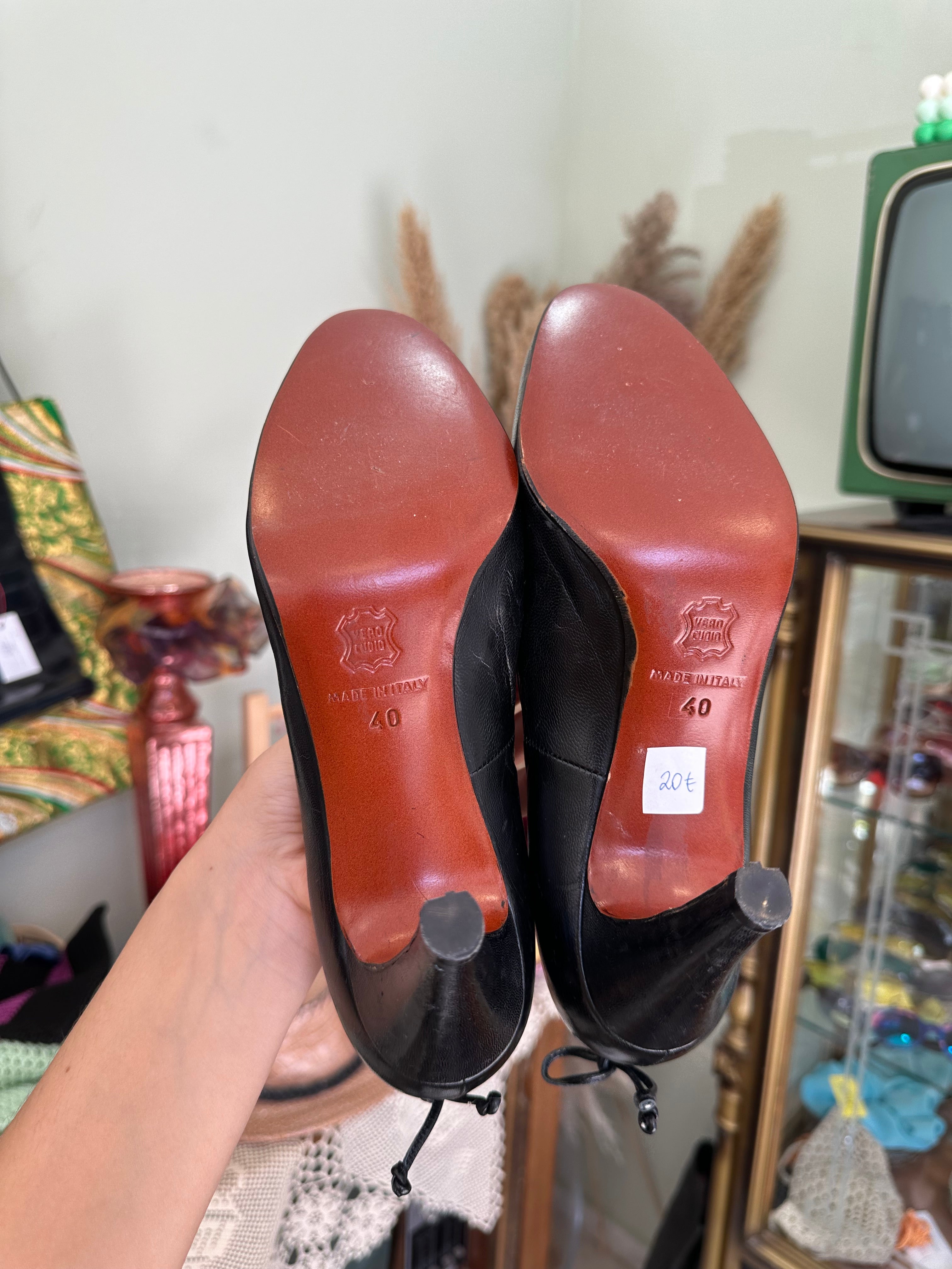 Vintage Italian black leather heels