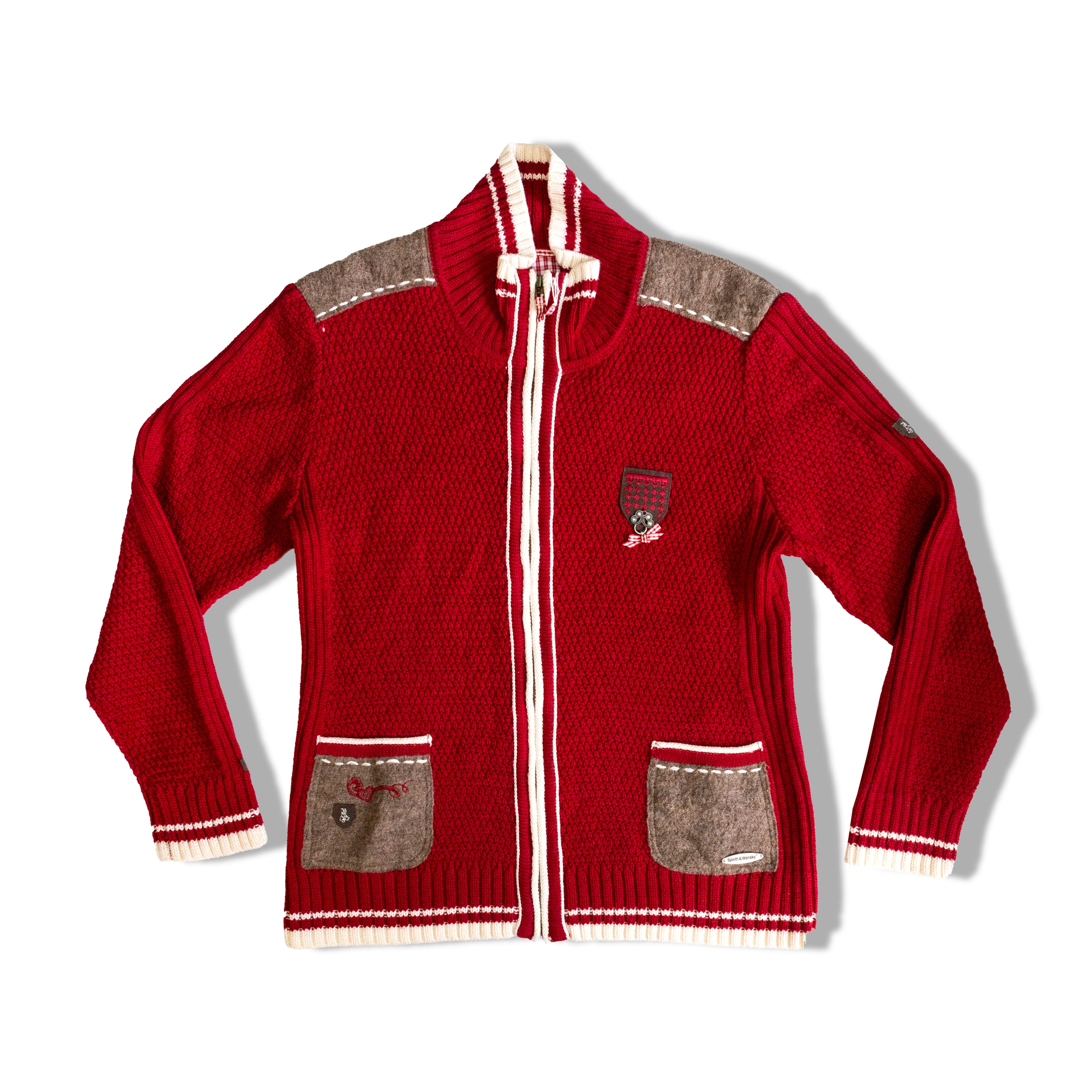 Super cute red cardigan with pocket details