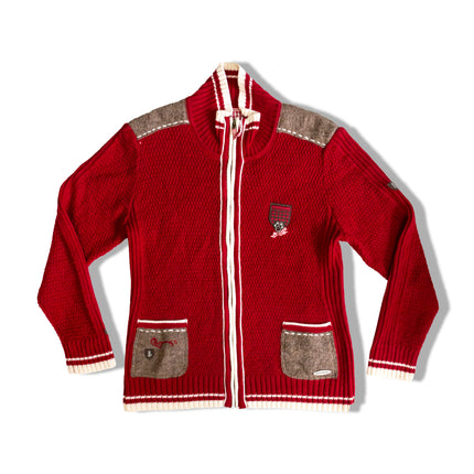 Super cute red cardigan with pocket details