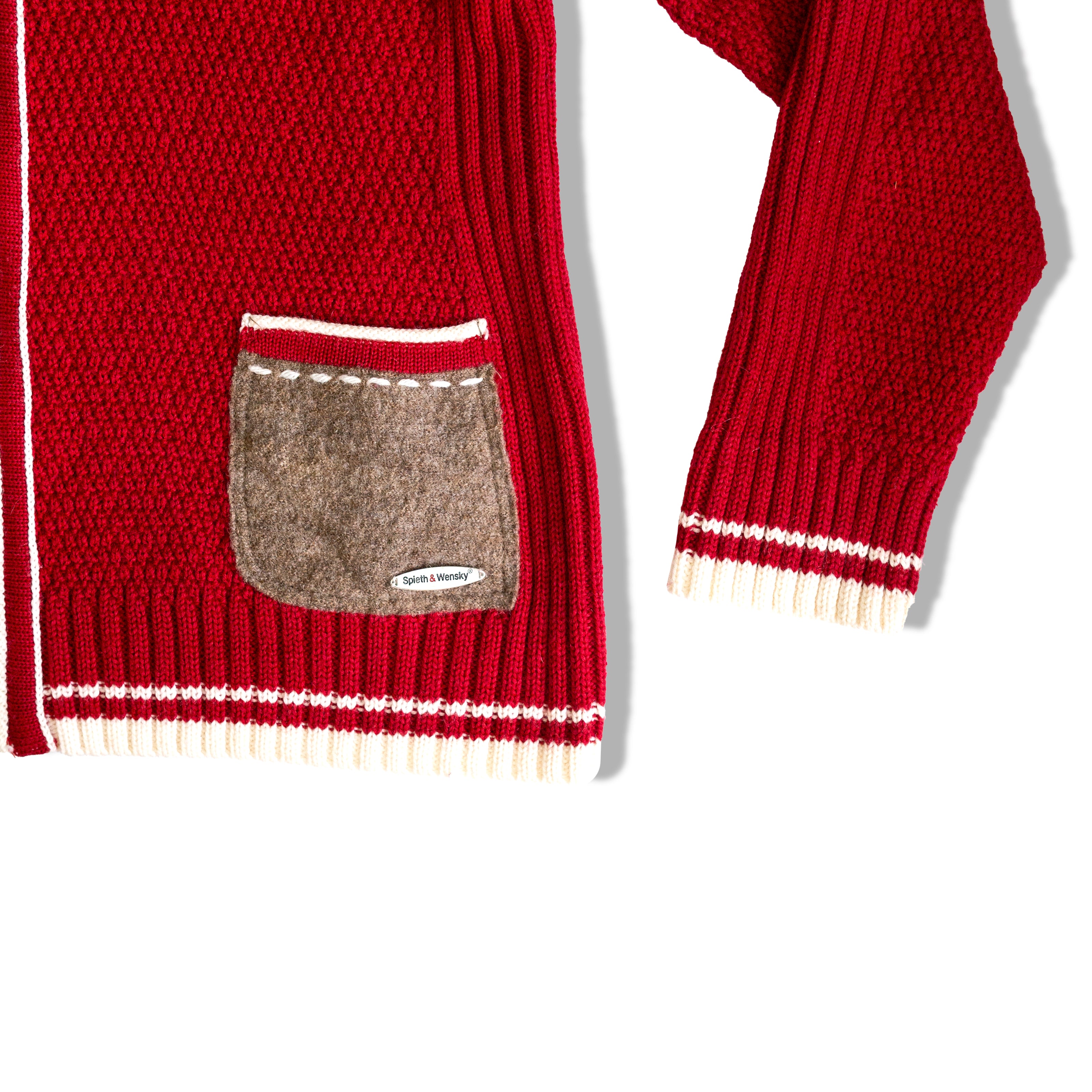 Super cute red cardigan with pocket details