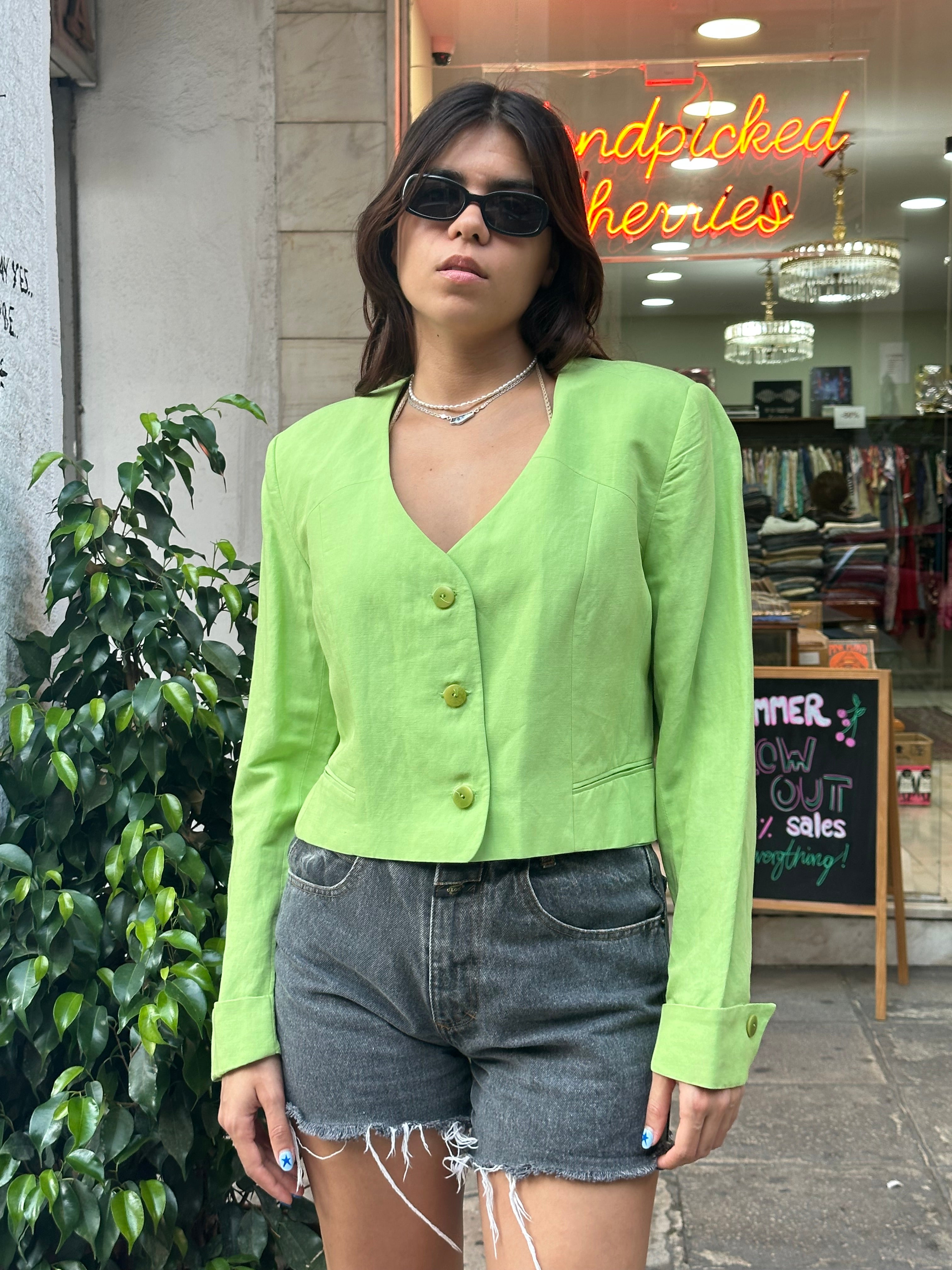 Vintage green cropped blazer