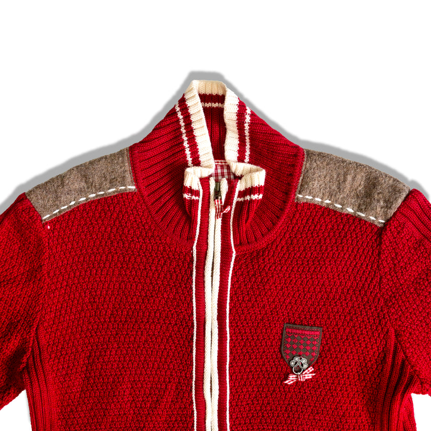 Super cute red cardigan with pocket details