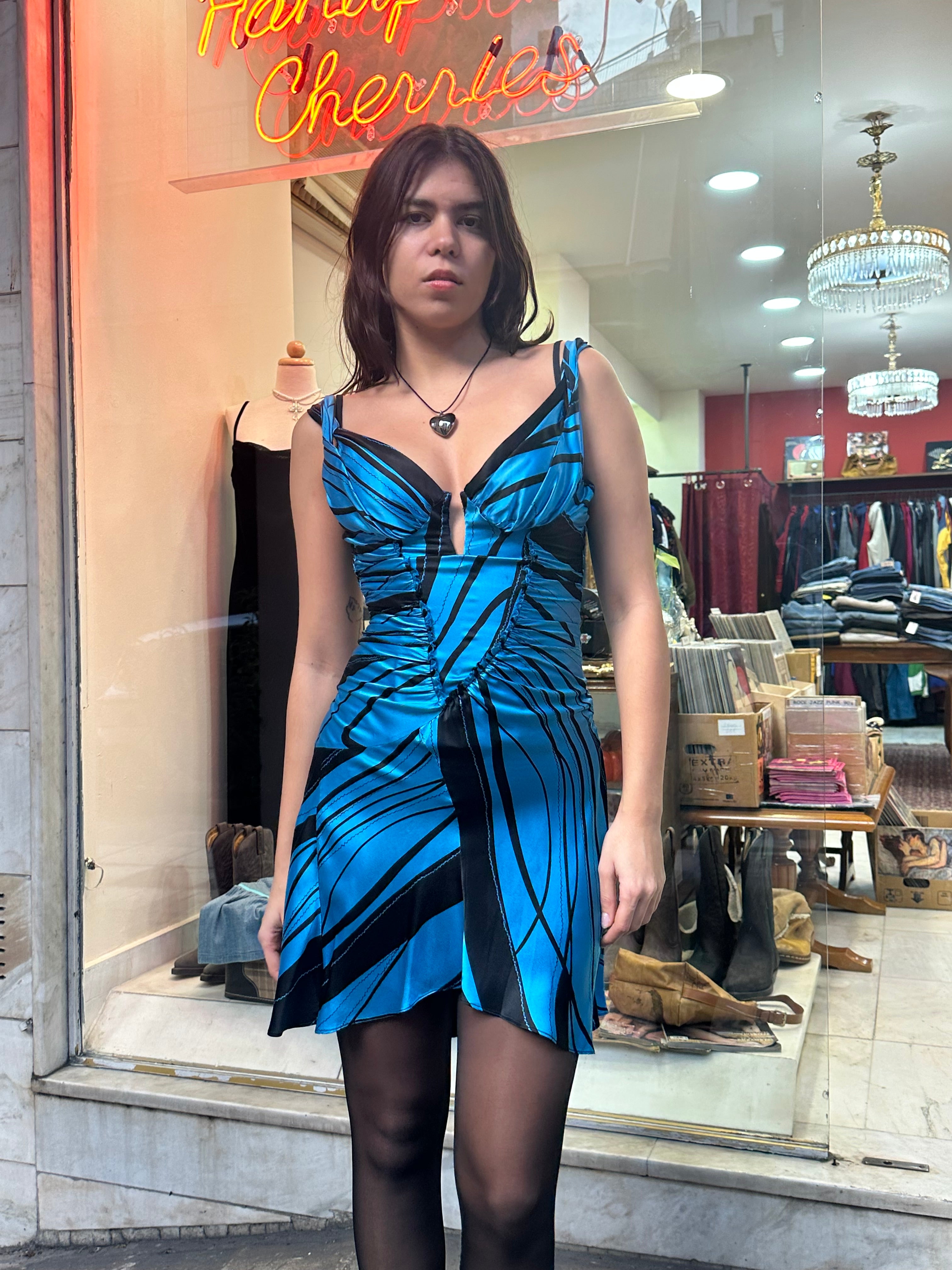 Stunning dead stock satin feel Cinema dress