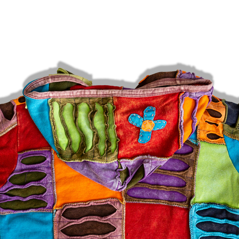 Super cute hippie patchwork zip up hoodie