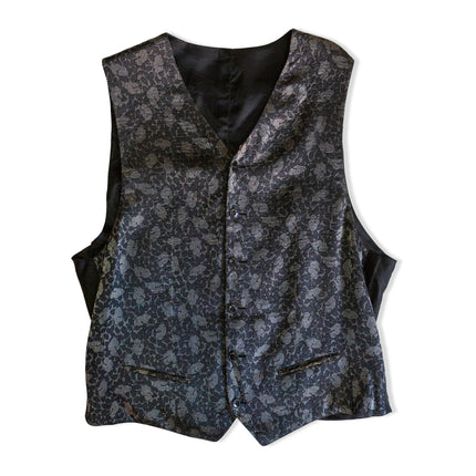 Vintage floral jacquard waistcoat vest (XL)
