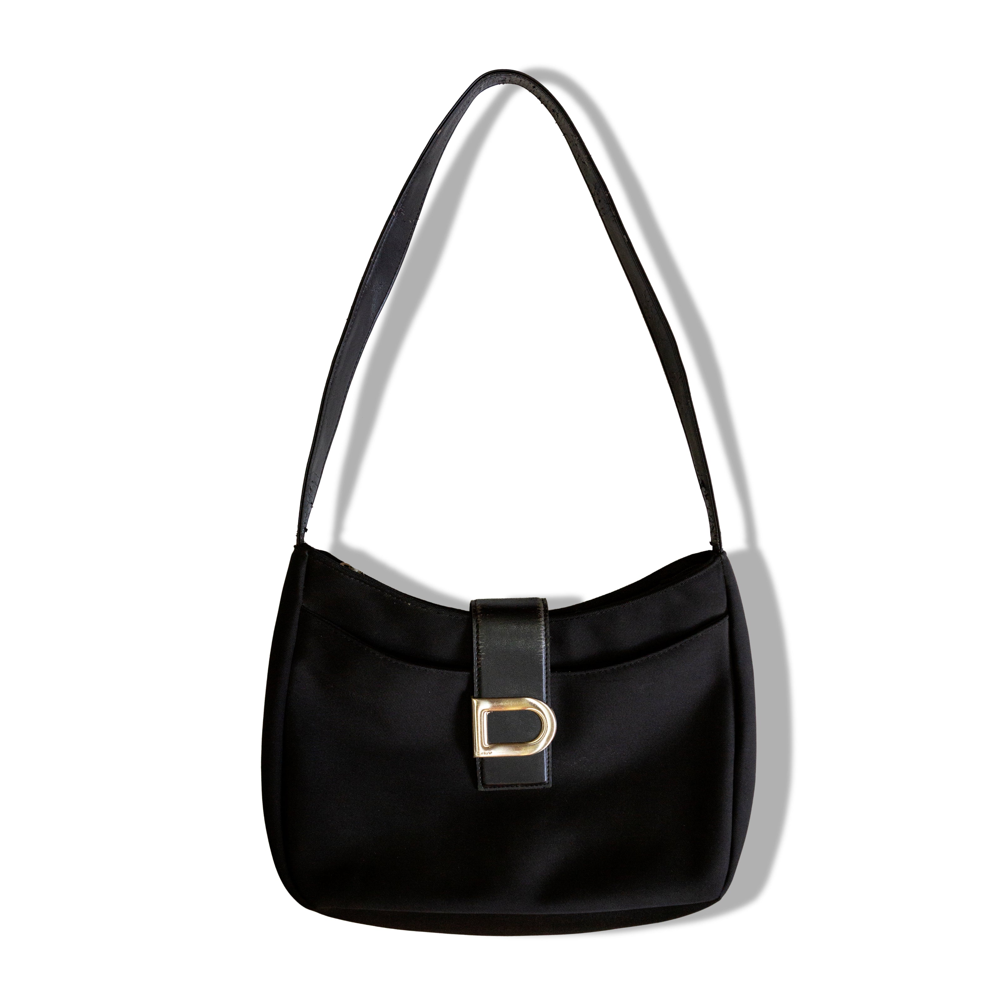 DKNY Black Shoulder Bag with Silver D Hardware – Vintage Y2K Style